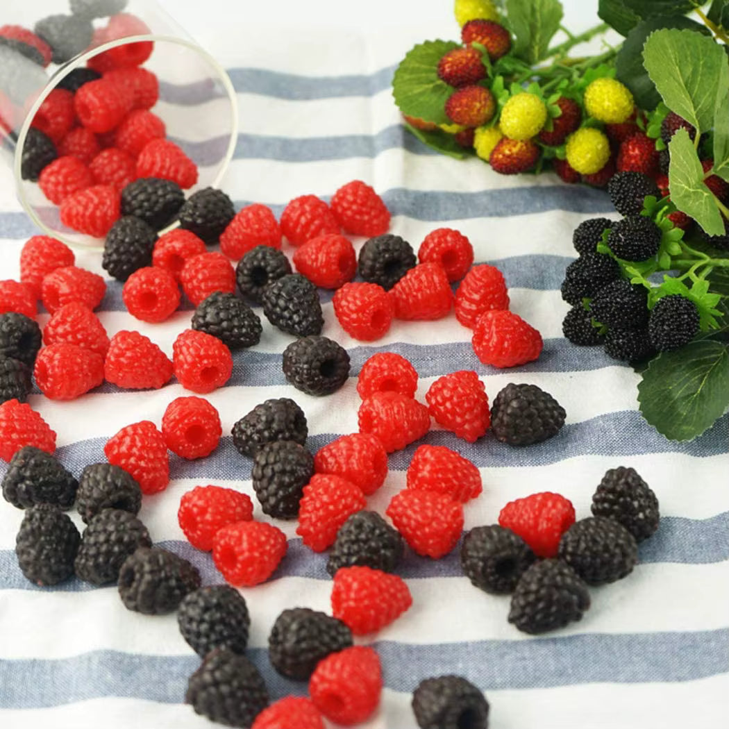 Fausses Framboises Rouges et Noires - Lot de 24