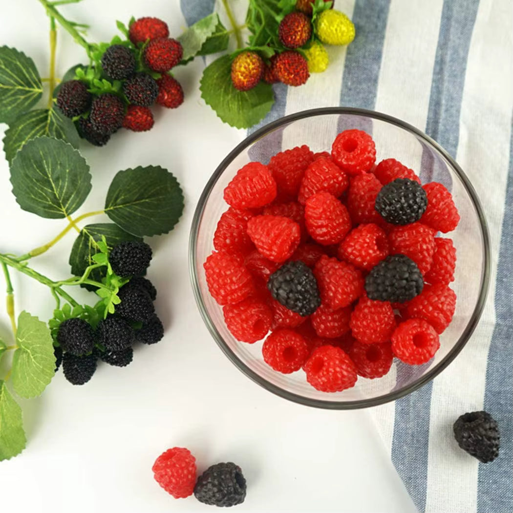 Fausses Framboises Rouges et Noires - Lot de 24