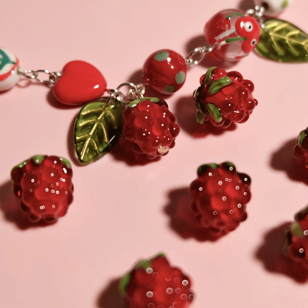 Fausses Framboises en Verre (Perles Décoratives)