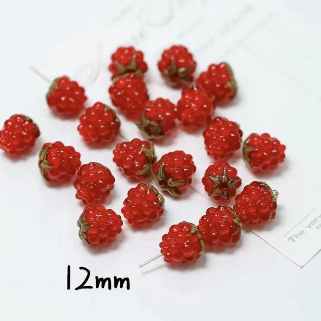 Fausses Framboises en Verre (Perles Décoratives)